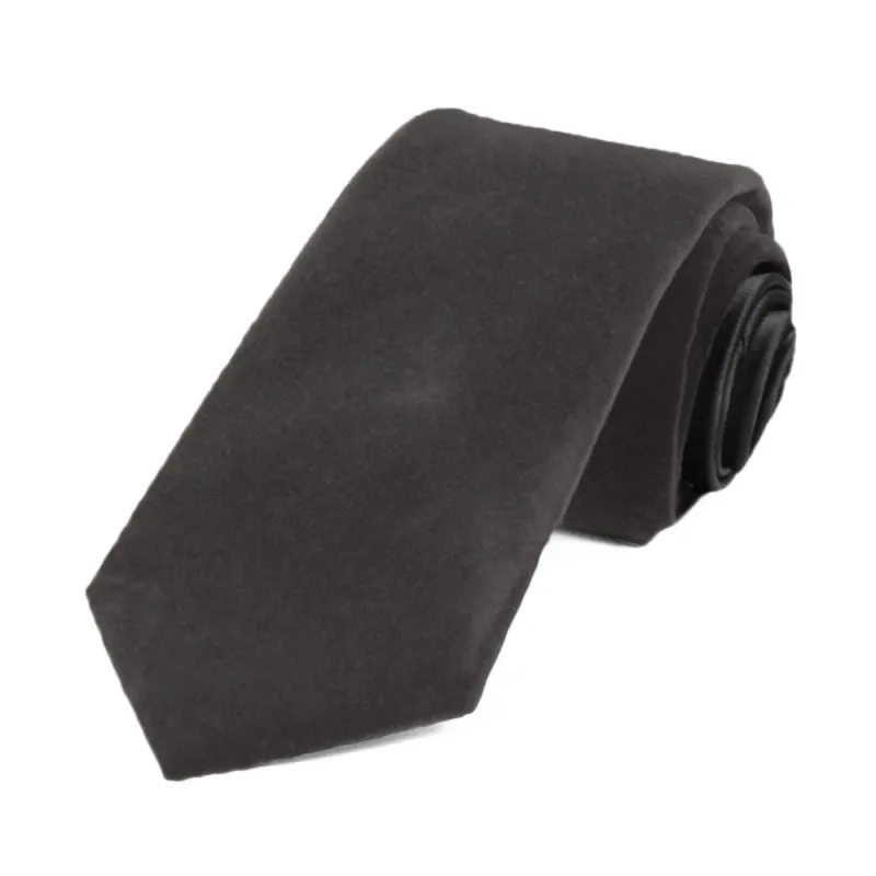 Gray Velvet Slim Necktie, 2.5" Width made by TieMart