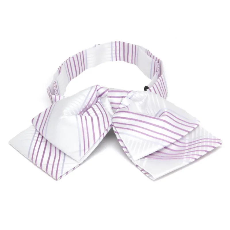 White Jeffrey Plaid Floppy Bow Tie sold by TieMart
