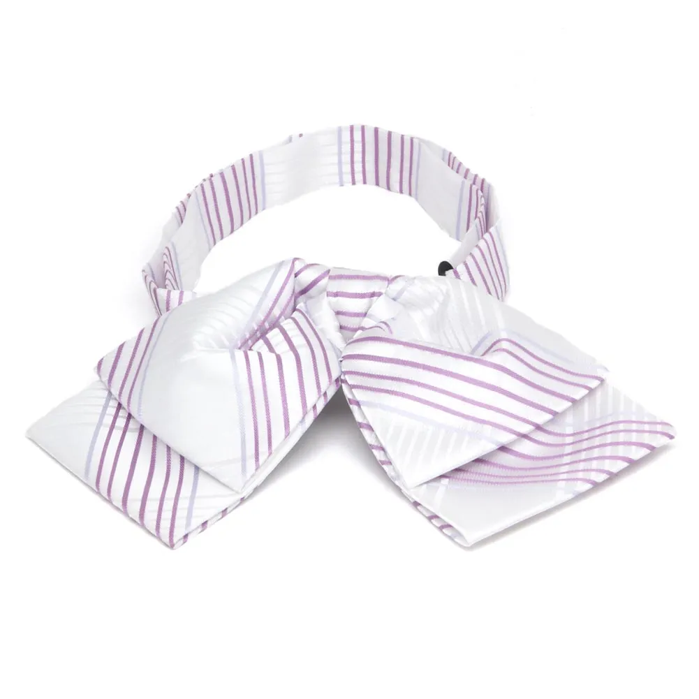 White Jeffrey Plaid Floppy Bow Tie sold by TieMart