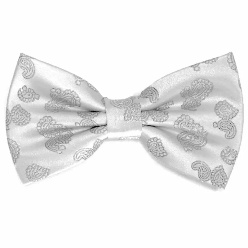 White Ivanhoe Paisley Bow Tie sold by TieMart