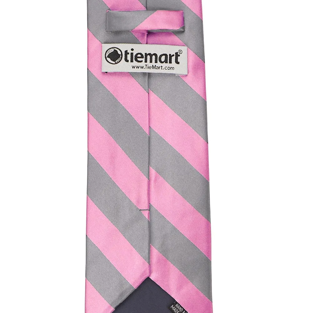 Pink and Gray Striped Tie sold by TieMart product image thumbnail 4