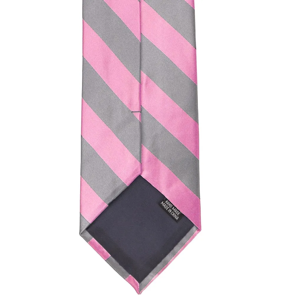 Pink and Gray Striped Tie sold by TieMart product image thumbnail 5