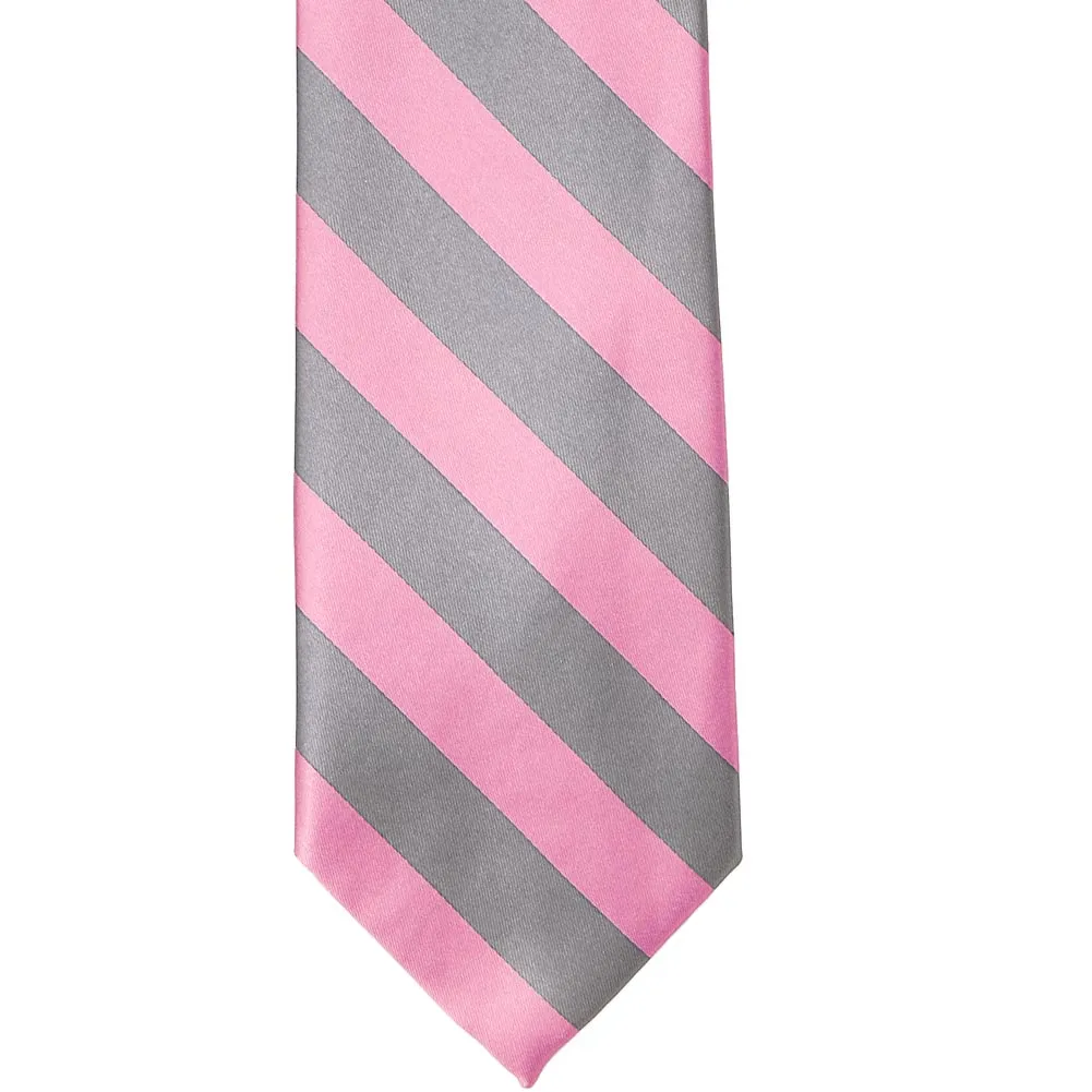 Pink and Gray Striped Tie sold by TieMart product image thumbnail 3