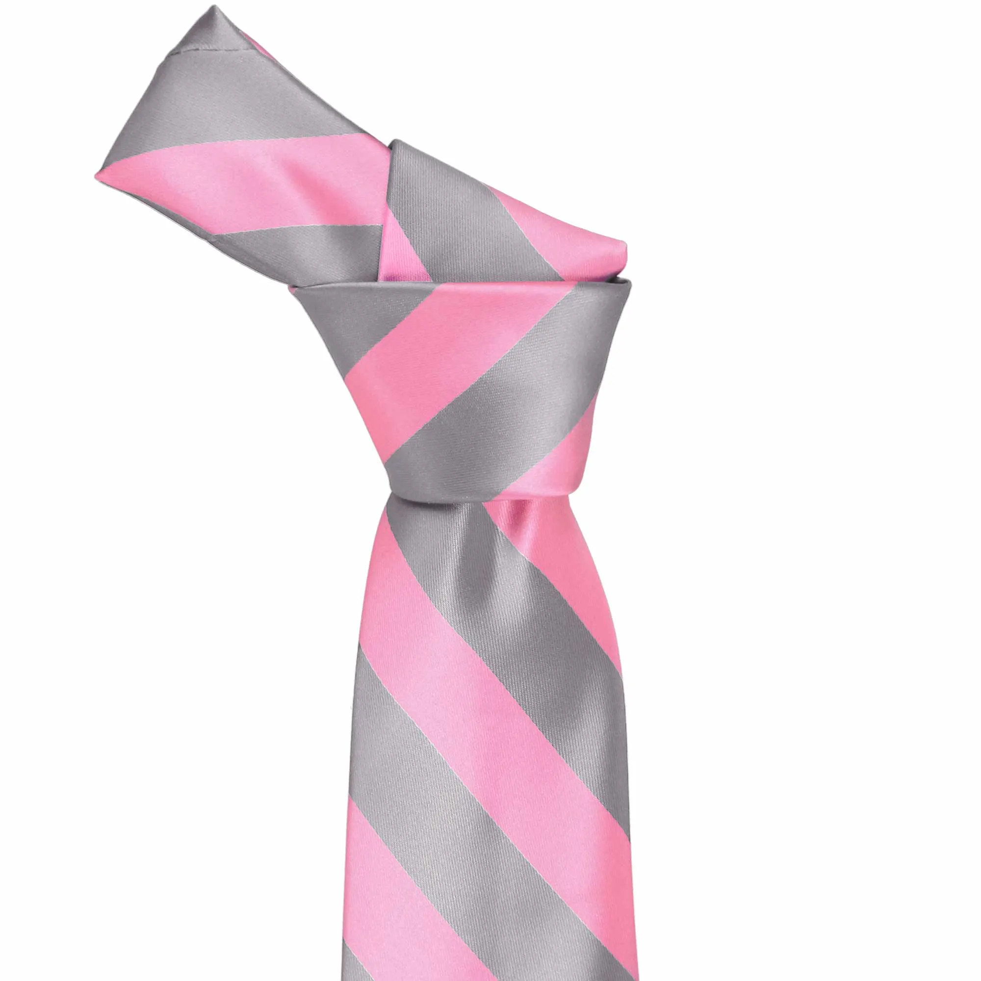 Pink and Gray Striped Tie sold by TieMart product image thumbnail 2