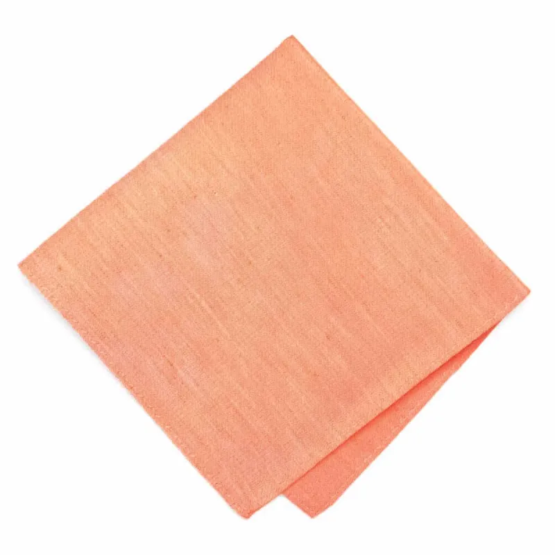 Tangerine Regency Linen/Silk Pocket Square sold by TieMart