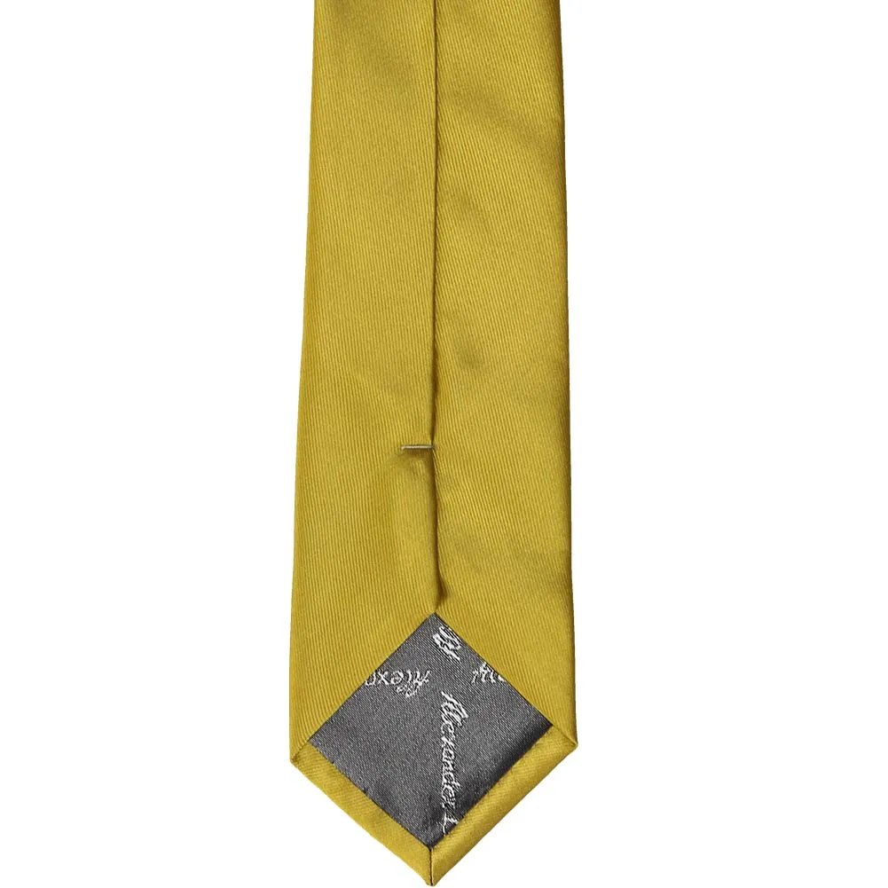 Gold Slim Solid Color Necktie, 2.5" Width sold by TieMart product image thumbnail 4