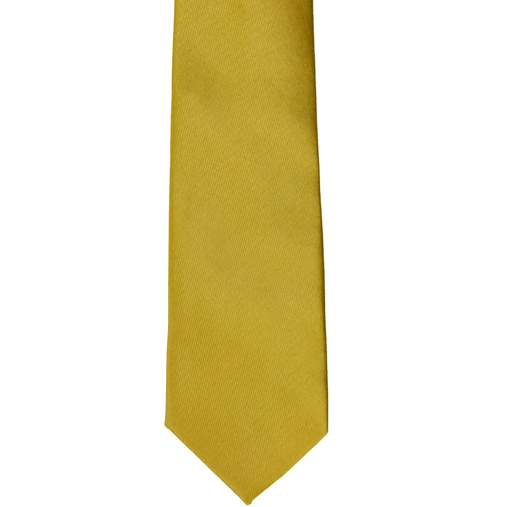 Gold Slim Solid Color Necktie, 2.5" Width sold by TieMart product image thumbnail 2