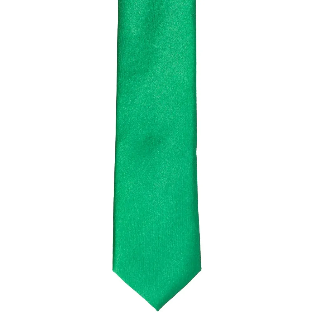 Green Skinny Solid Color Necktie, 2" Width sold by TieMart product image thumbnail 2