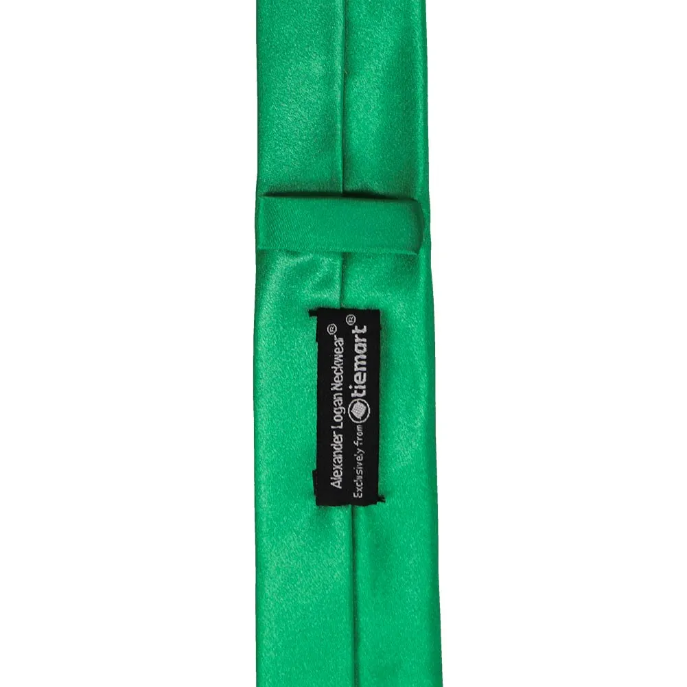 Green Skinny Solid Color Necktie, 2" Width sold by TieMart product image thumbnail 3