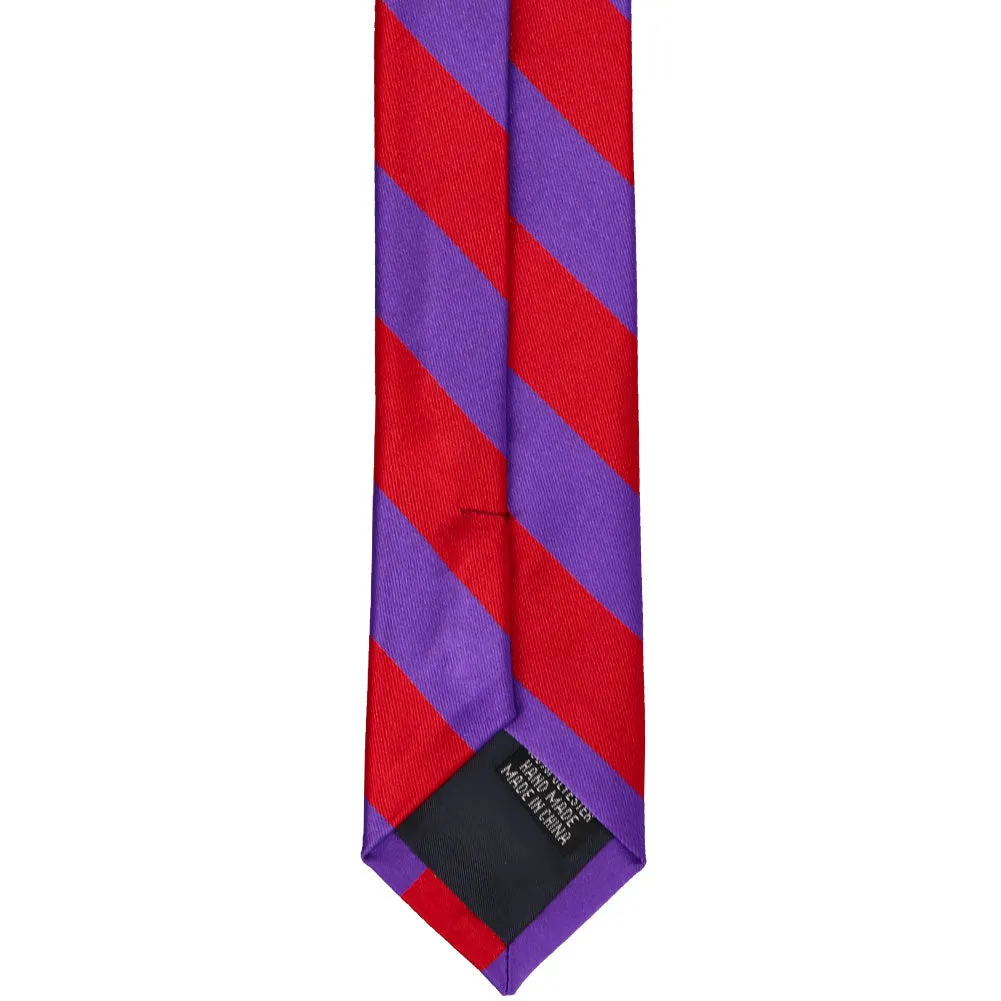 Red and Purple Striped Skinny Tie, 2" Width sold by TieMart product image thumbnail 4