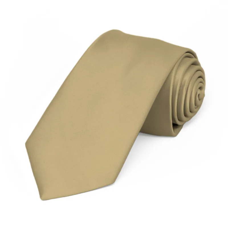 Golden Champagne Premium Slim Necktie, 2.5" Width sold by TieMart