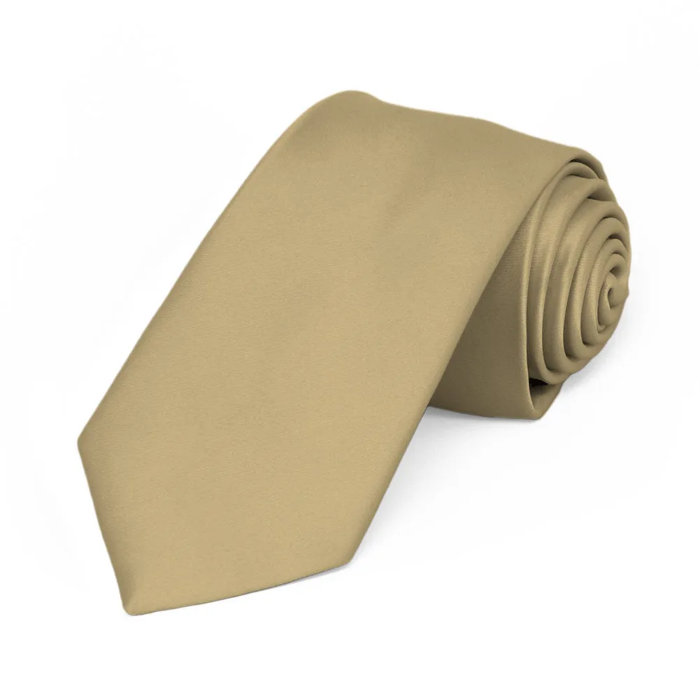 Golden Champagne Premium Slim Necktie, 2.5" Width sold by TieMart