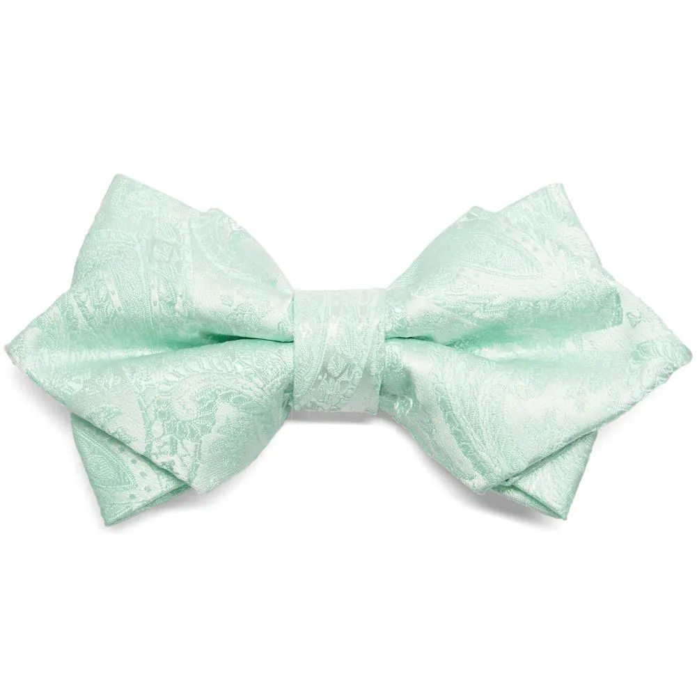 Seafoam Clara Paisley Diamond Tip Bow Tie sold by TieMart
