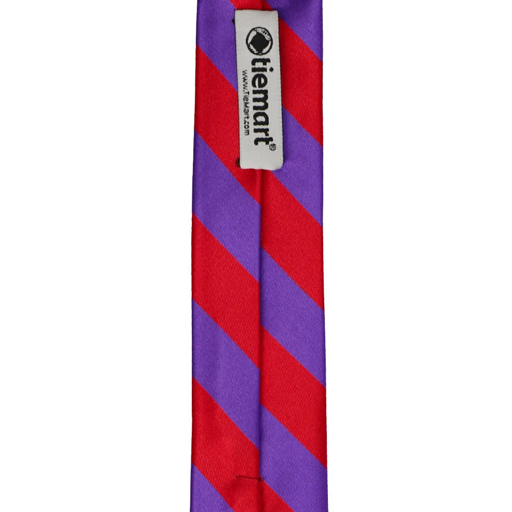 Red and Purple Striped Skinny Tie, 2" Width sold by TieMart product image thumbnail 3