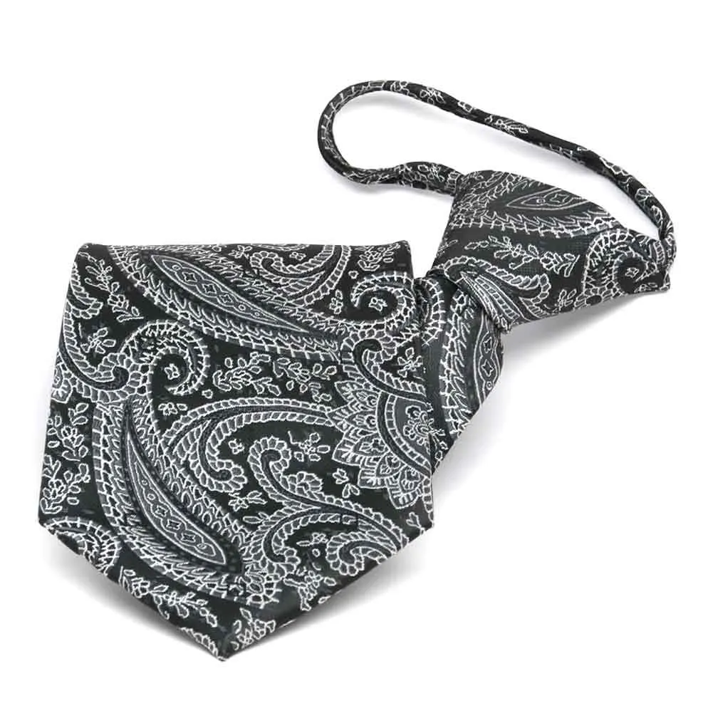 Black Clara Paisley Zipper Tie sold by TieMart