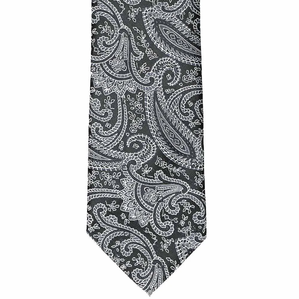 Black Clara Paisley Zipper Tie sold by TieMart product image thumbnail 2