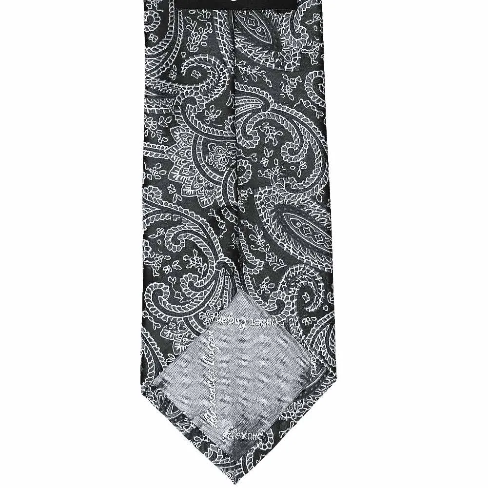 Black Clara Paisley Zipper Tie sold by TieMart product image thumbnail 3