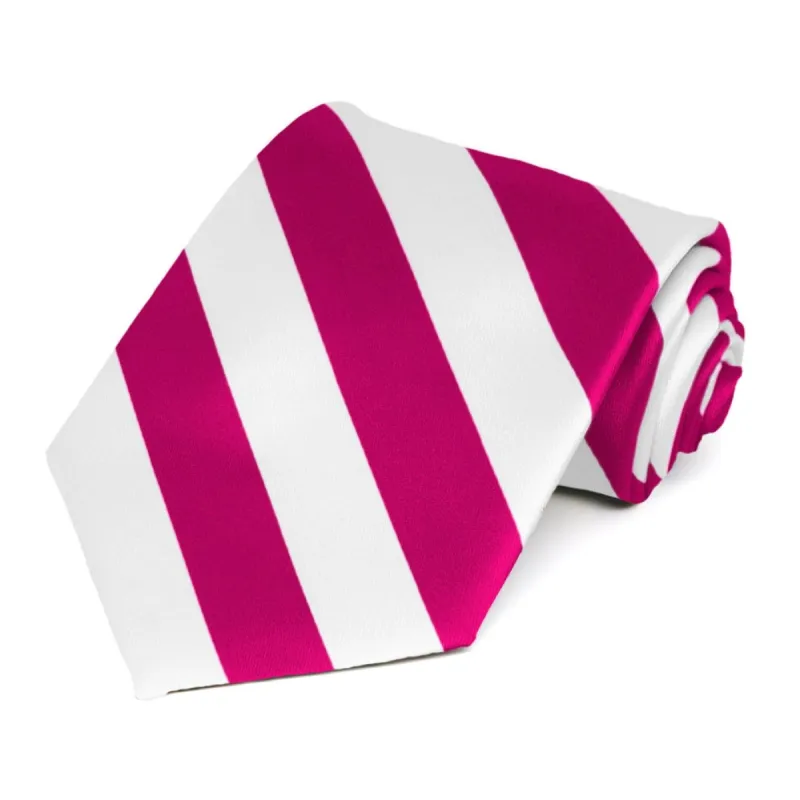 Fuchsia and White Striped Tie sold by TieMart