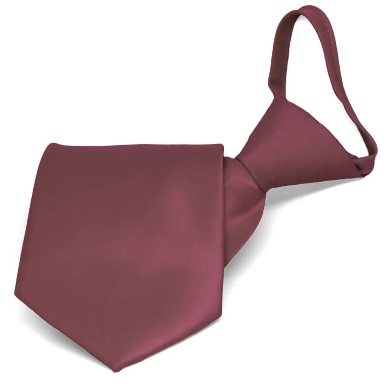 Merlot Solid Color Zipper Tie sold by TieMart