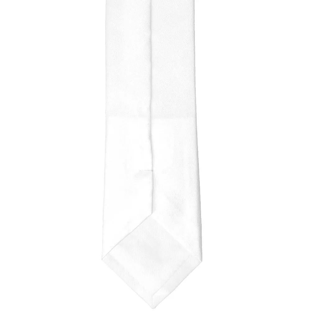 White Slim Solid Color Necktie, 2.5" Width sold by TieMart product image thumbnail 4