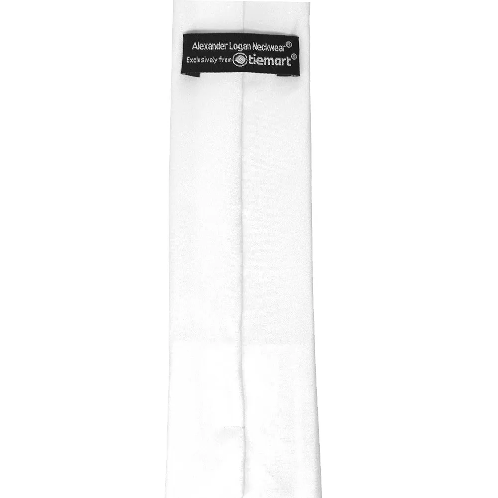 White Slim Solid Color Necktie, 2.5" Width sold by TieMart product image thumbnail 3