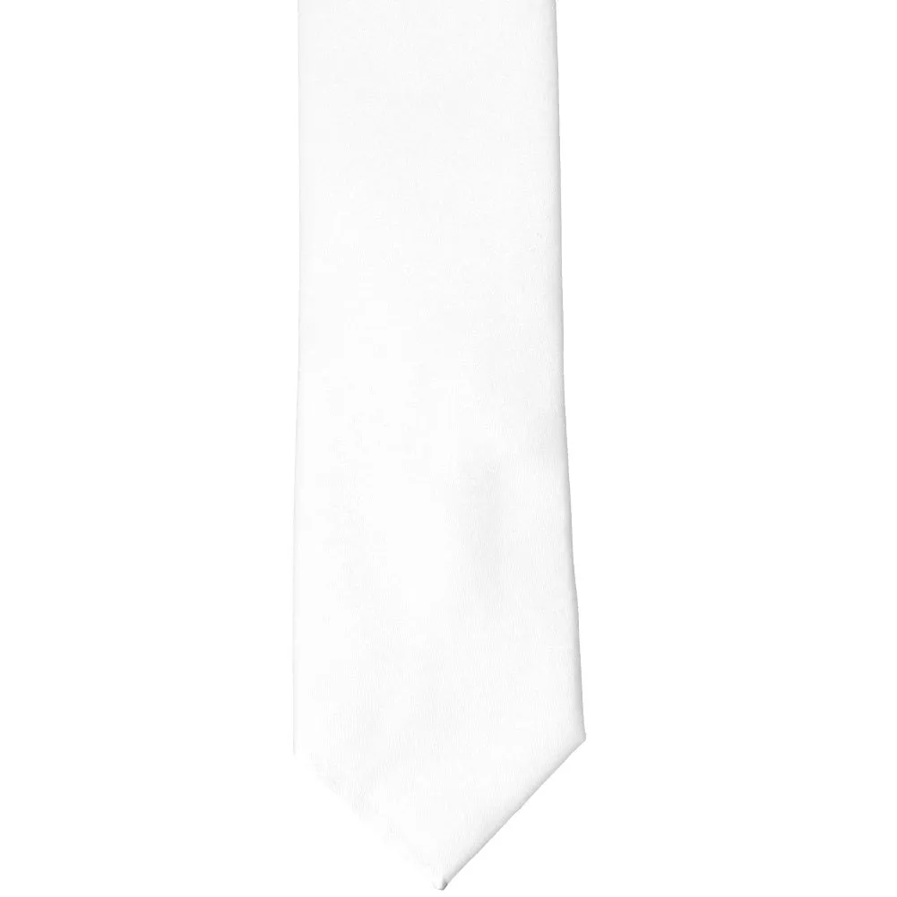 White Slim Solid Color Necktie, 2.5" Width sold by TieMart product image thumbnail 2