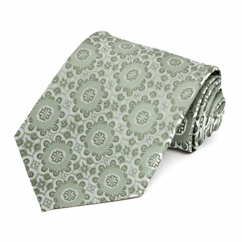 Mint Green Emma Floral Pattern Extra Long Necktie sold by TieMart