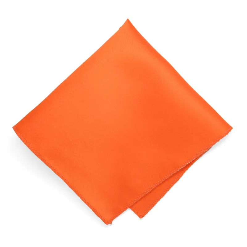 Tangerine Solid Color Pocket Square sold by TieMart