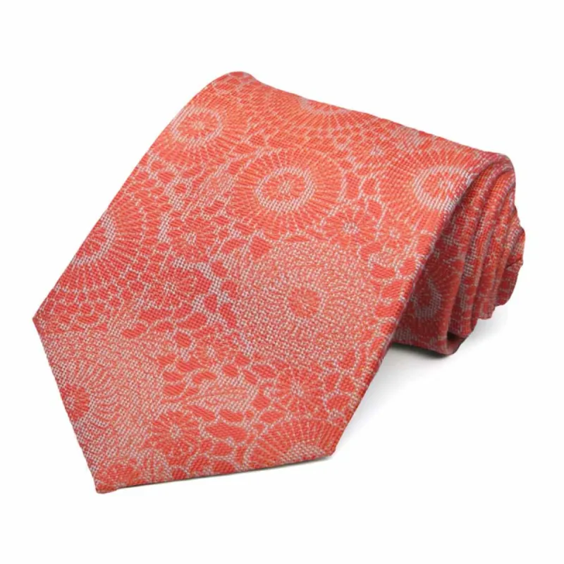 Dark Orange Ranger Floral Cotton/Silk Necktie sold by TieMart
