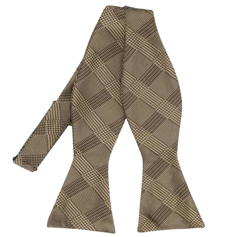 Toffee Brown Michael Glen Plaid Self-Tie Bow Tie sold by TieMart