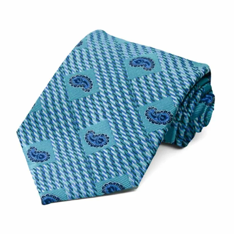 Turquoise Churchill Paisley Necktie sold by TieMart