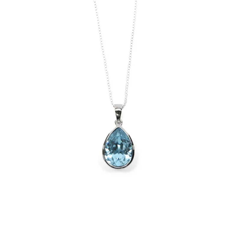 Pale Blue Pear Shaped Crystal Necklace sold by TieMart