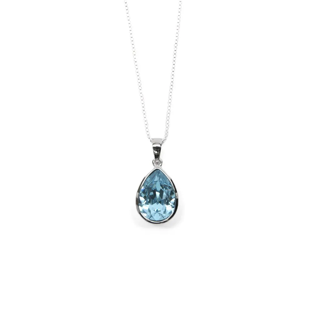 Pale Blue Pear Shaped Crystal Necklace sold by TieMart
