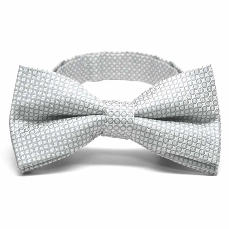 Soft Gray Henry Grain Pattern Band Collar Bow Tie sold by TieMart