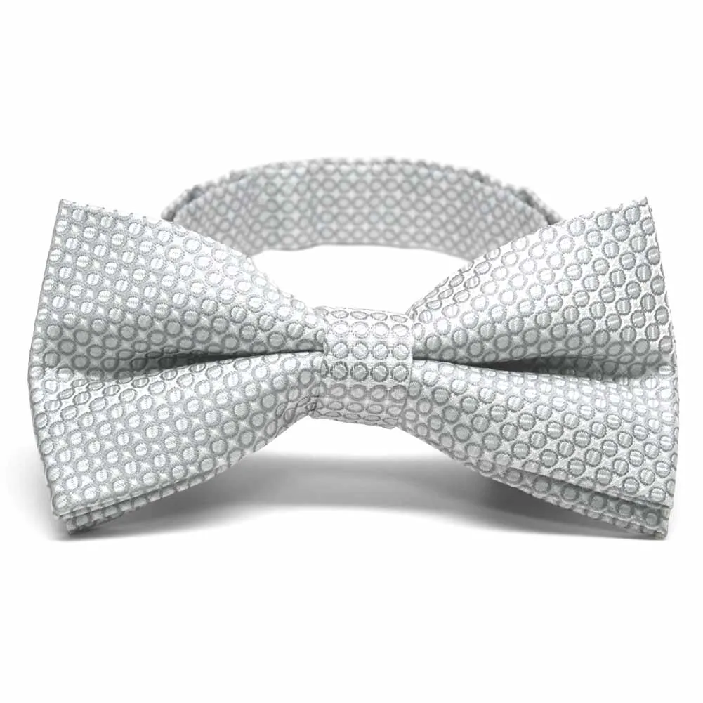Soft Gray Henry Grain Pattern Band Collar Bow Tie sold by TieMart