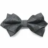 Black Michael Glen Plaid Diamond Tip Bow Tie sold by TieMart