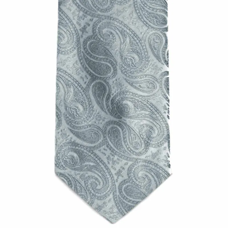 Silver Bombay Paisley Necktie sold by TieMart