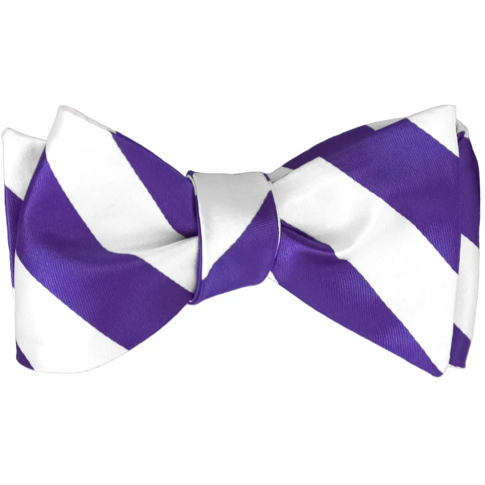 Purple and White Striped Self-Tie Bow Tie sold by TieMart product image thumbnail 2