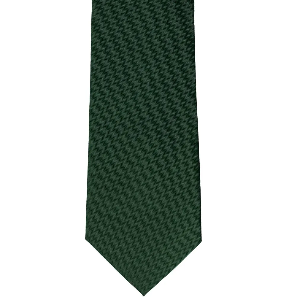 Forest Green Herringbone Silk Extra Long Necktie sold by TieMart product image thumbnail 2