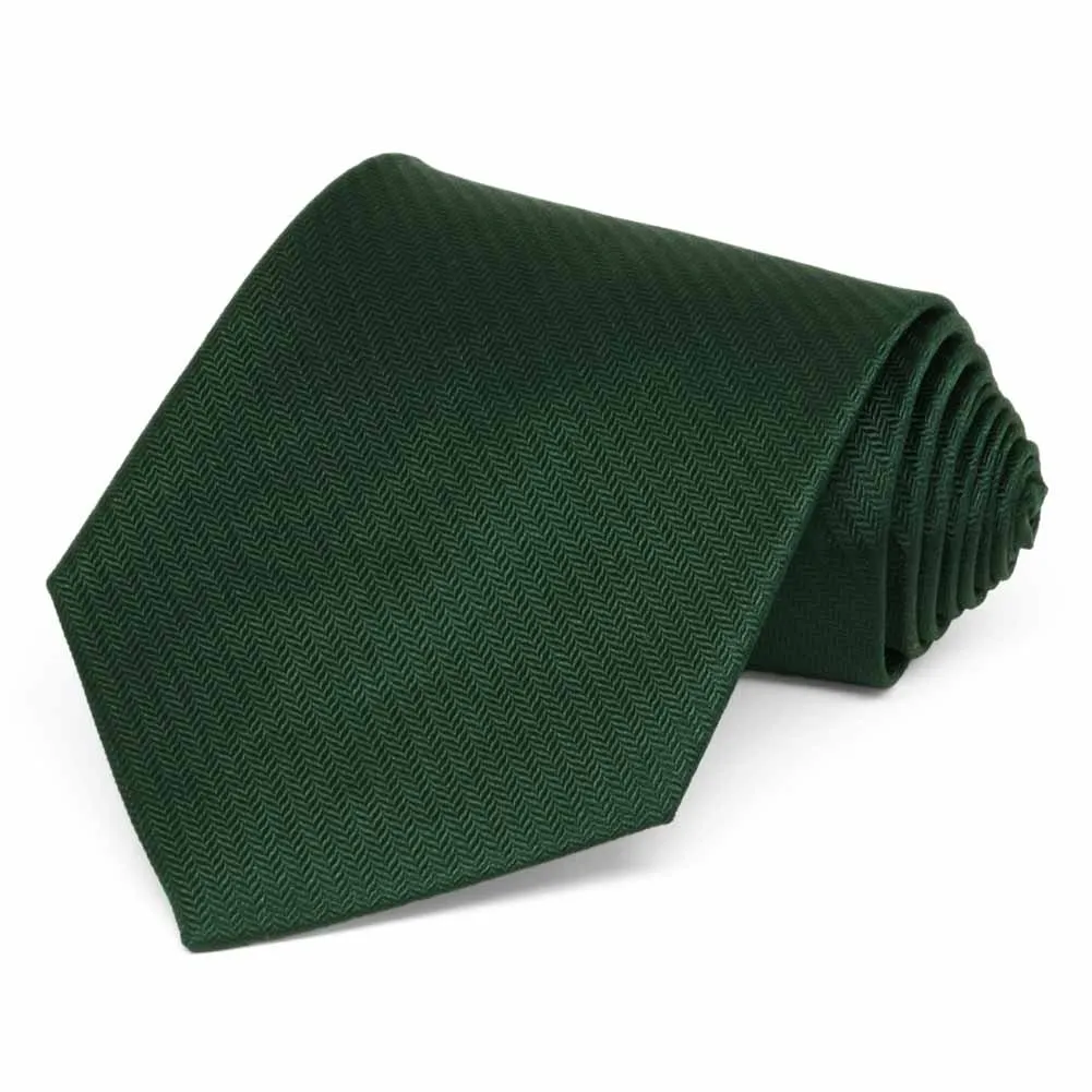 Forest Green Herringbone Silk Extra Long Necktie sold by TieMart