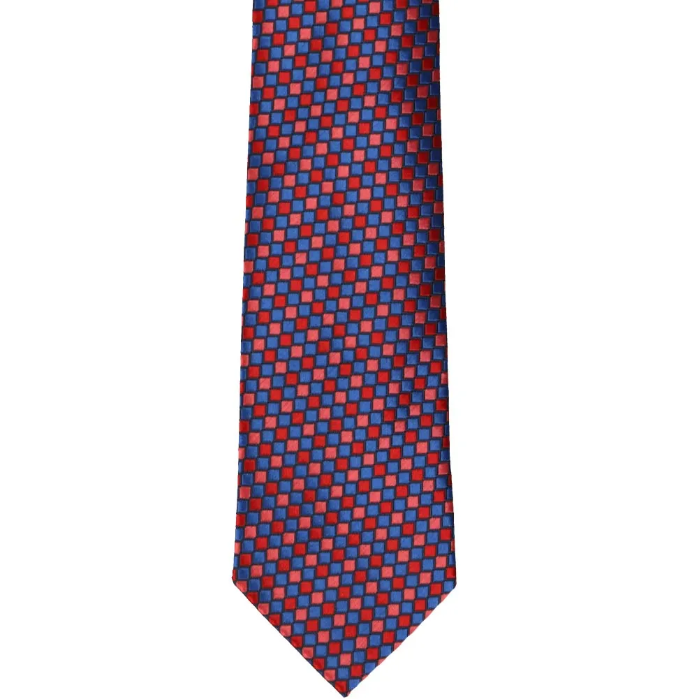 Blue and Red Edmund Geometric Slim Necktie sold by TieMart product image thumbnail 2