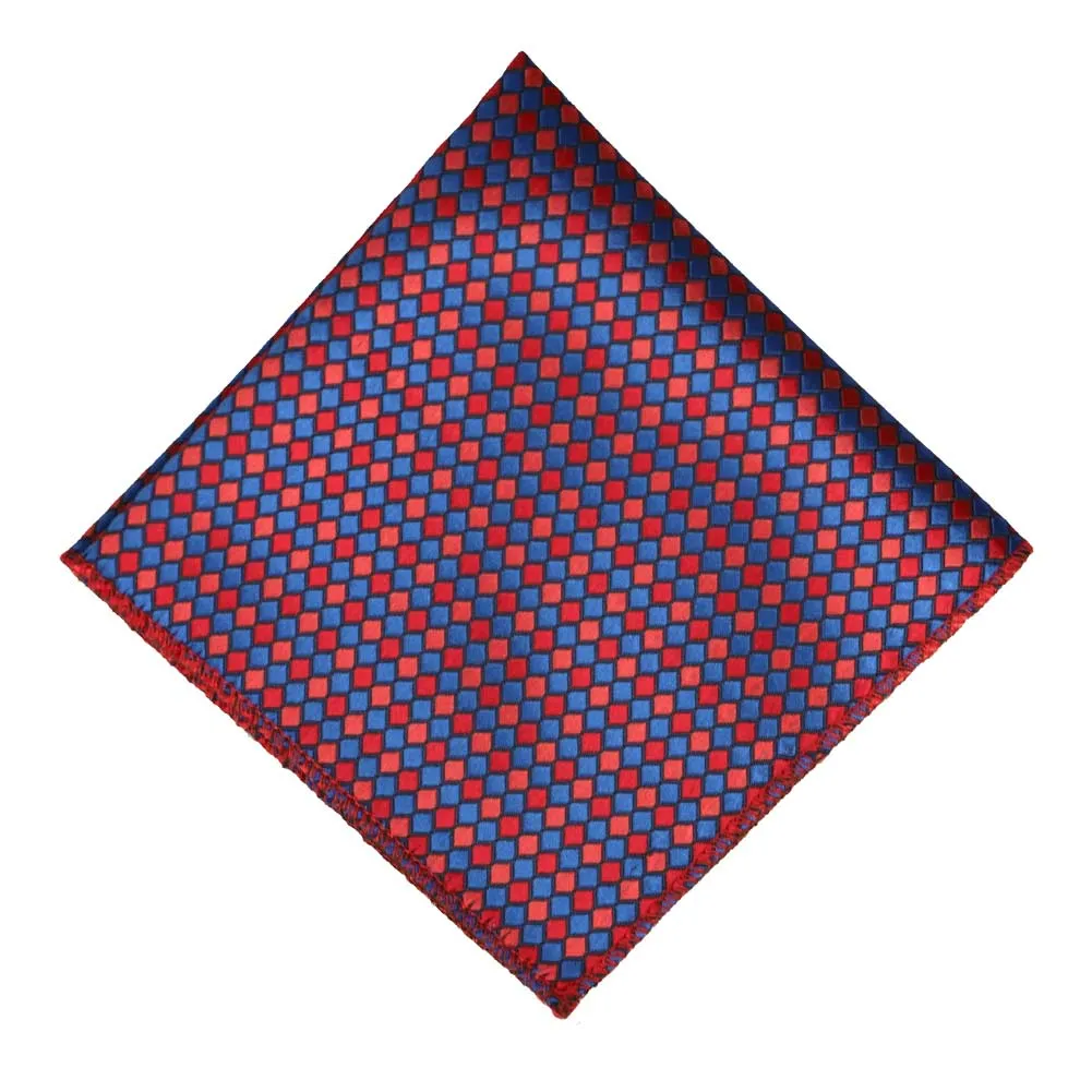 Blue and Red Edmund Geometric Slim Necktie sold by TieMart product image thumbnail 5