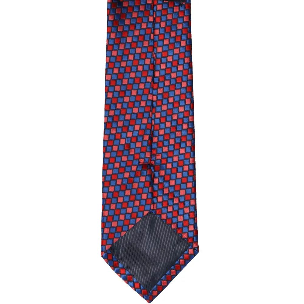 Blue and Red Edmund Geometric Slim Necktie sold by TieMart product image thumbnail 4