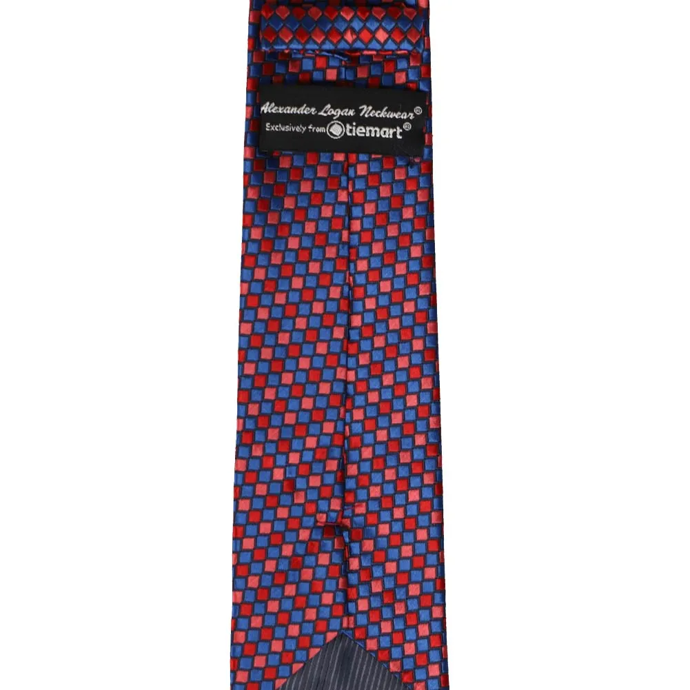 Blue and Red Edmund Geometric Slim Necktie sold by TieMart product image thumbnail 3