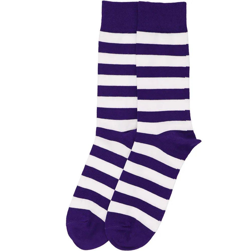 Men's Dark Purple and White Striped Socks sold by TieMart product image thumbnail 3