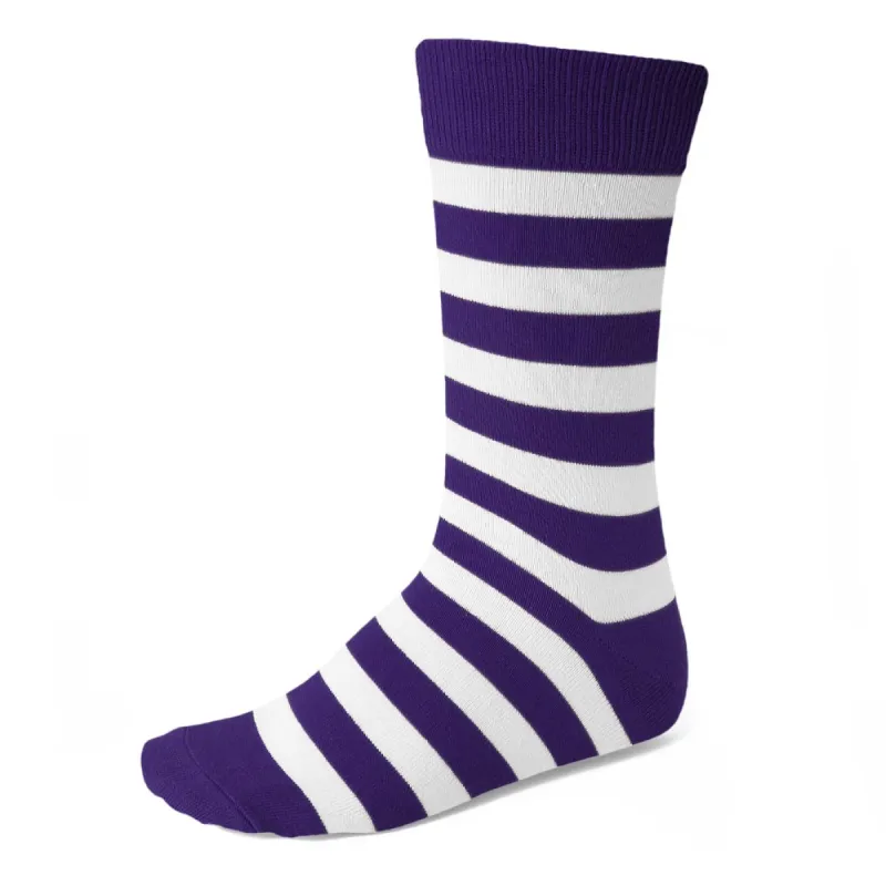 Men's Dark Purple and White Striped Socks sold by TieMart