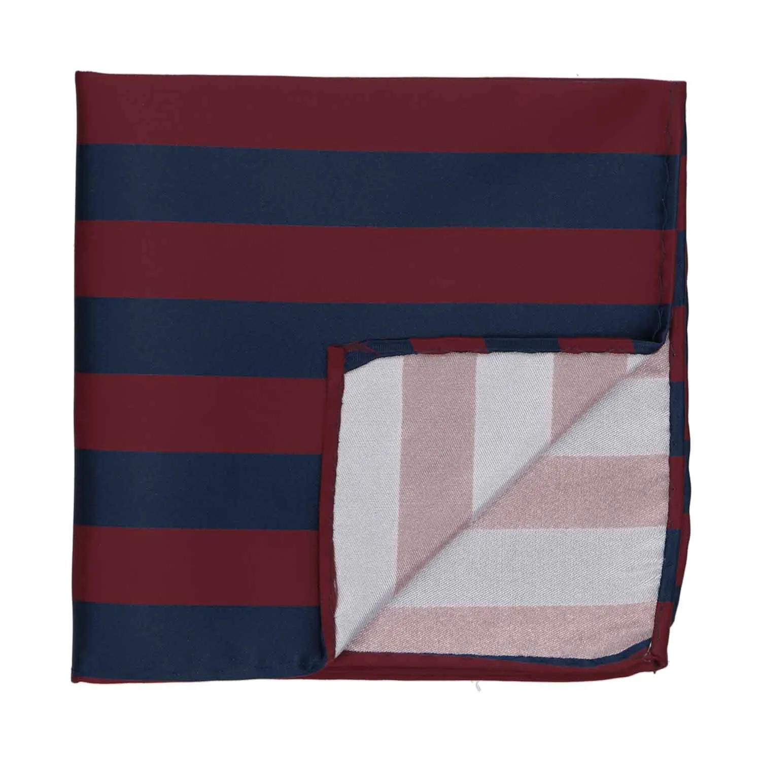 Maroon and Navy Blue Striped Pocket Square sold by TieMart product image thumbnail 2