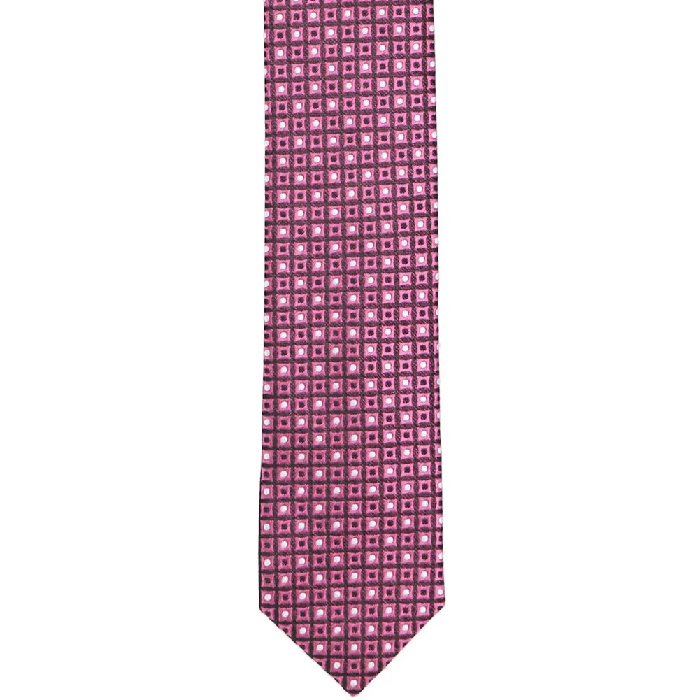 Dark Pink Connect the Dots Skinny Necktie, 2" Width sold by TieMart product image thumbnail 2