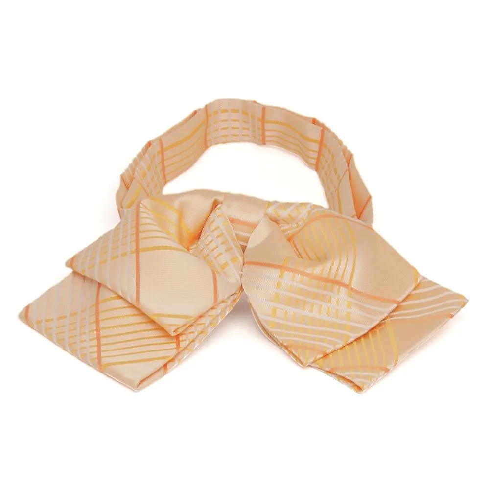 Apricot Jeffrey Plaid Floppy Bow Tie sold by TieMart