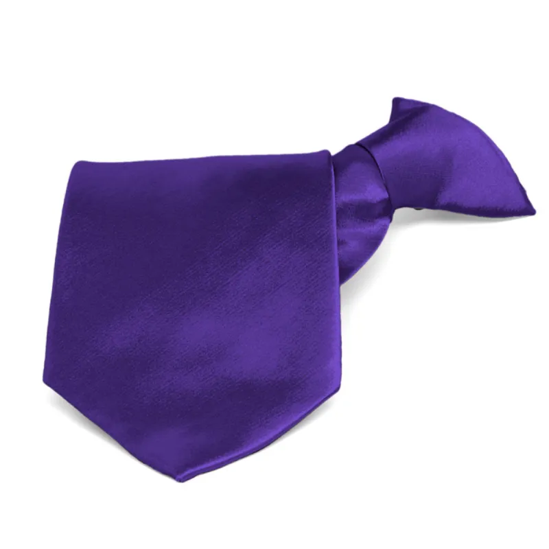 Amethyst Purple Solid Color Clip-On Tie sold by TieMart